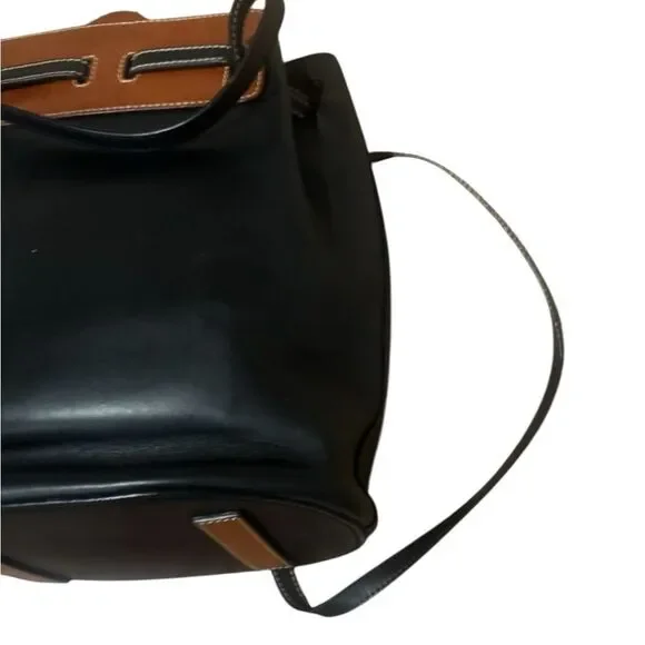 LOEWE Black Bicolor Whiskey Brown Small Lazo Bucket Bag Auth - Picture 12 of 14